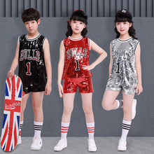 Songyuexia DS шоу мальчиков и девочек в стиле хип-хоп Джаз сцена хип-хоп Блестки для чирлидинга баскетбольная детская модель 2024 - купить недорого