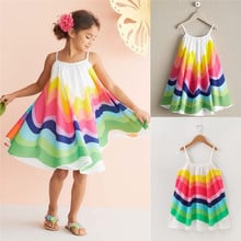 2019 Boho Toddler Kids Baby Girl Summer Clothes Swing Dress Rainbow Sleeveless Strap Party Dress Girl Beach Sling Dresses 1-6Y 2024 - buy cheap