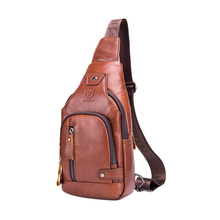 BULLCAPTAIN-Bolso cruzado de cuero genuino para hombre, bandolera de hombro y pecho, de viaje, a la moda 2024 - compra barato