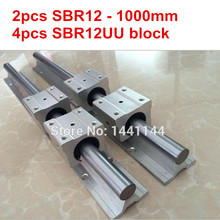 SBR12 linear trilho de guia: 2 pcs SBR12-1000mm bloco de guia linear + 4 pcs SBR12UU para peças cnc 2024 - compre barato