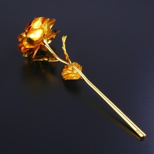 Lámina de oro de 24K, flor Rosa Artificial, regalo de San Valentín, decoración romántica dorada para el hogar, suministros festivos para fiesta 2024 - compra barato