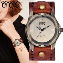 CCQ Brand Women Men Genuine Vintage Leather Roman Numeral Watches Casual Female Male Quartz Sport Watch Clock Dropshipping 2024 - buy cheap