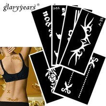 6 Pieces/Set Henna Tattoo Stencil Scissors Pattern Paste Drawing Lady Body Art Tattoo Stencil Sexy Product Waterproof 2019 HN#58 2024 - buy cheap