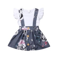 0-24Months Toddler Kids Baby Girl Summer Princess Set Cotton Clothes Ruffle Flying Sleeve Romper+Floral Strap Skirt 2Pcs Outfits 2024 - buy cheap