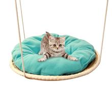 Кошачий гамак, подвесные кровати для домашних животных, съемная уютная Нетоксичная Подушка, соломенная кровать для альпинизма, удобная кровать для кошек и домашних животных 2024 - купить недорого