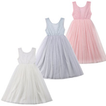Детское платье с цветочным рисунком для маленьких девочек 1-7 лет, кружевное праздничное платье-пачка для подружки невесты 2024 - купить недорого