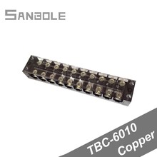 Blocos de terminais TBC-6010 Elétrica Tipo Fixo Placa de Conexão Conector de Linha Dupla com parafusos da tampa 60A 600 V 10 P 0.5 -10mm2 2024 - compre barato