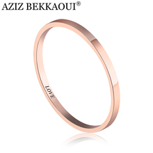 AZIZ BEKKAOUI Simple Style Engrave Name Rings Rose Gold Color Stainless Steel Ring for Women Wedding Jewelry Gift Dropshipping 2024 - buy cheap