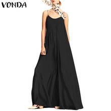 VONDA Women Long Maxi Dress 2020 Summer Sundress Casual Loose Sexy Spaghetti Strap Sleeveless Dresses Vestidos Plus Size 2024 - buy cheap