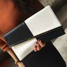 Fashion Leather Day Clutch Summer Women's Clutch Bags Chain Black and White Large Capacity Envelope Bag Women Party Evening Bag 2024 - buy cheap