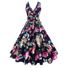 Floral Print Plus Size Summer Dresses 4xl 5xl 50s Robe Vintage Sleeveless Casual Party Tunic Pin Up Rockabilly Big Swing Dress 2024 - buy cheap