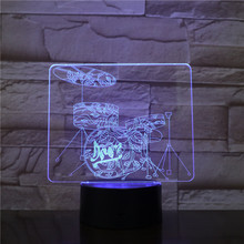 Luz nocturna de 7 colores, Interruptor táctil 3D, modelado de tambor de arte, Led, música, atmósfera, lámpara de mesa, Usb, decoración de habitación, iluminación, regalo 2489 2024 - compra barato