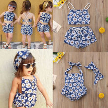 2019 Casual Toddler 2Pcs Newborn Baby Girls Flower Romper Sleeveless Tops Short Pants Outfits Infant Girl Romper Clothes Set 2024 - buy cheap