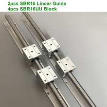 2 uds SBR16 16mm carril lineal de 500, 600, 700, 750, 800, 900mm de longitud, apoyo ronda carril guía + 4 Uds SBR16UU bloque deslizante para cnc 2024 - compra barato