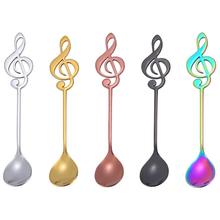 Hot Sale 5 Pcs Stainless Steel Spoon Coffee Note Shape Music Theme Tea Stirring Spoon Small Ice Cream Dessert Scoop Creative F 2024 - buy cheap