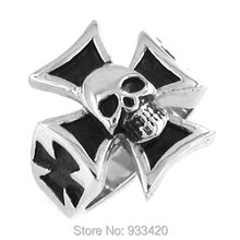 Wholesale German Army Iron Cross Skull Biker Ring Stainless Steel Jewelry Fashion Cool Tribal Motor Biker Men Ring 194B 2024 - buy cheap