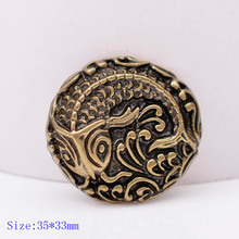 35*34MM 10PC WESTERN RETRO BRASS JAPAN KOI FISH LEATHER CRAFT DECORATION WORKING CONCHOS HORSE SADDLES SCREW BACK 2024 - buy cheap