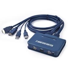 Conmutador USB de 2 puertos, adaptador HDMI, KVM, teclado, ratón, interruptor HDMI y Cable, pantalla Dual, controlador de disparo de escritorio 2024 - compra barato