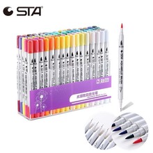 STA 12/24/36/48/80colors Aquarelle Coloring Brush Pen 0.4mm Fineliner Micron Needle Tip Soluble Watercolor Ink Art Marker Pen 2024 - buy cheap