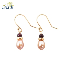 Lii Ji High Luster Pink purple Freshwater Pearl, Garnet 925 sterling silver Gold Color Handwork Drop Earrings 2024 - buy cheap