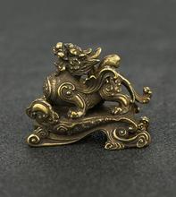 Coleção de bronze chinês esculpido animal unicórnio kylin auspicioso nuvens requintado pequena estátua presente 2024 - compre barato
