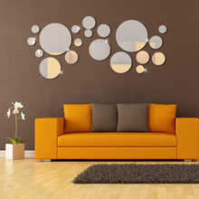 Silver Circle Mirror Wall Stickers 3D DIY Home Decor Removable Mirror Wall Sticker Set Suitable for Bedroom Living Room Home 2024 - buy cheap