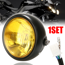 Mayitr-faro LED para motocicleta de 6,5 pulgadas, juego de cubierta de parrilla para Moto de carreras, Retro, color negro, 12V, 35W 2024 - compra barato
