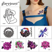Наклейки для татуировок, 1 лист, цветные, поддельные татуировки, водостойкие, маленькие, боди-арт, для мужчин и женщин, 16 видов конструкций 2024 - купить недорого