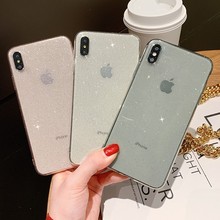 Capa 2019 de marca de luxo para iphone, capa para iphone 7 8 6 6s plus com glitter, capa transparente de tpu macio, para iphone x xr xs max 2024 - compre barato