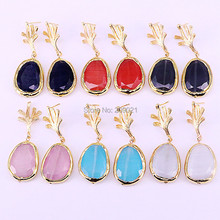 5Pairs Fashion gold electroplated Faceted Cat Eye stone dangle earrings New jewelry gift for lady 2024 - buy cheap