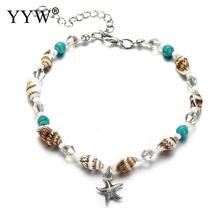 Beach Jewelry Anklet Girls Native Howlite White Shell Acrylic Starfish Seastar Sea Star Sea Fish Charm Anklets Gift 2024 - buy cheap