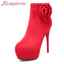 Lasyarrow Black Women Red Wedding Shoes Zipper Botas Mujer High Heel Boots Shoes Woman Ankle Boots Size 31-46 Stiletto Pump Shoe 2024 - buy cheap