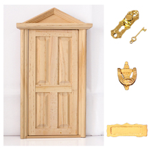 1:12 Wooden External 4 Panel Steepletop Door Dollhouse Miniature Furniture Decoration Accessory 2024 - buy cheap