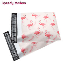 Rápida embalagem envelopes para correio, 100 peças de sacos plásticos com fechamento automático, 25.5x33cm, 10x13 polegadas, rosa, padrão flamingo 2024 - compre barato