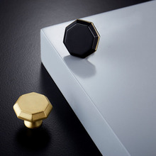 Botões octogonais de latão dourado, para gabinete, puxador para gavetas, móveis de cozinha 2024 - compre barato