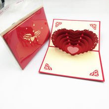 3D подарок на день Святого Валентина с сердцем, лазерная резка, свадебные приглашения, поздравление, благодарение, открытки на день благодарения, Свадебная вечеринка, сувениры 2024 - купить недорого