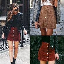 Women High Waist Lace Up Suede Leather Short Mini Skirts Casual Fashion Brown Wine Red A Line Pencil Skirt 2024 - buy cheap