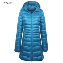 FTLZZ Women Plus Size 6XL Ultra Light 90% White Duck Down Jacket Winter Warm Long Hooded Coat Female Casual Down Parkas 2024 - buy cheap