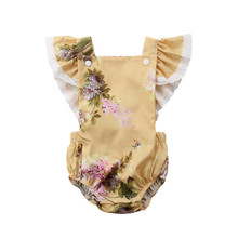 Cute Newborn Baby Girls Clothes Flower Lace Sleeveless Bodysuit Floral Princess Jumpsuit Summer Outfits Sunsuit Infantil 0-24M 2024 - buy cheap
