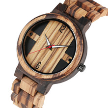 Wooden Men Watches Quartz Movement Unique Display Dial Luxury Wood Wristwatch for Male Wooden/Genuine Leather Strap New 2019 2024 - buy cheap