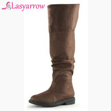 Lasyarrow-zapatos planos de marca para mujer, calzado informal sin cordones, botas Retro Para Montar en moto 2024 - compra barato
