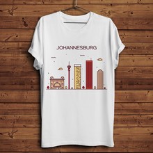Johannesбург landmark and skyline забавная Футболка мужская летняя новая белая Повседневная крутая футболка унисекс 2024 - купить недорого