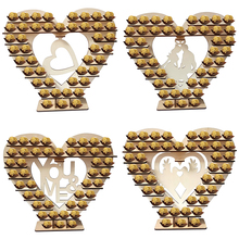 Wedding Party Decor Creative Wooden Chocolate Heart Display Stand   Dessert Holder Support 2024 - buy cheap