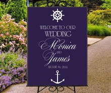 Nautical welcome to our wedding sign,wedding reception entrance sign,ship wheel and anchor sign,beach wedding sign,wedding gift 2024 - buy cheap