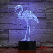 Luminária flamingo 3d para presente, luminária de parede com banco de energia 3d, sem fio 2024 - compre barato