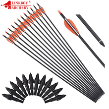 Linkboy Archery Mix Carbon Arrow ID6.2mm 2.8inch Vanes target point 90gr Compound Bow Practice Hunting Shooting 2024 - buy cheap
