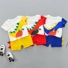 Комплект одежды из 2 предметов для маленьких мальчиков, футболка с принтом динозавра + шорты, комплект со штанами, От 1 до 5 лет 2024 - купить недорого