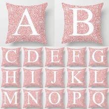 Funda de cojín de poliéster para decoración del hogar, 1 Uds. Letra rosa, funda decorativa para almohada con alfabeto inglés, 45x45cm, 40811 2024 - compra barato