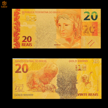 Billete de oro de Brasil, colección de dinero de papel falso de aluminio dorado colorido, Artesanía de Metal de moda, 20 Reyals, nuevo producto 2024 - compra barato