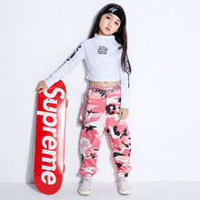 Jazz Dance Costumes For Girls Children Hip Hop Costume Kids Clothing Dancing White Top Pink Camo Pants Stage Dancewear 2024 - buy cheap